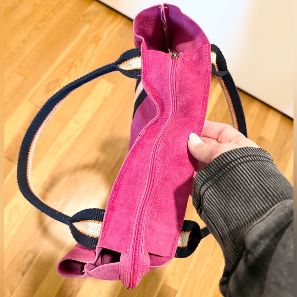 Melody Suede Leather Tote in Fuschia - Picture 12 of 16
